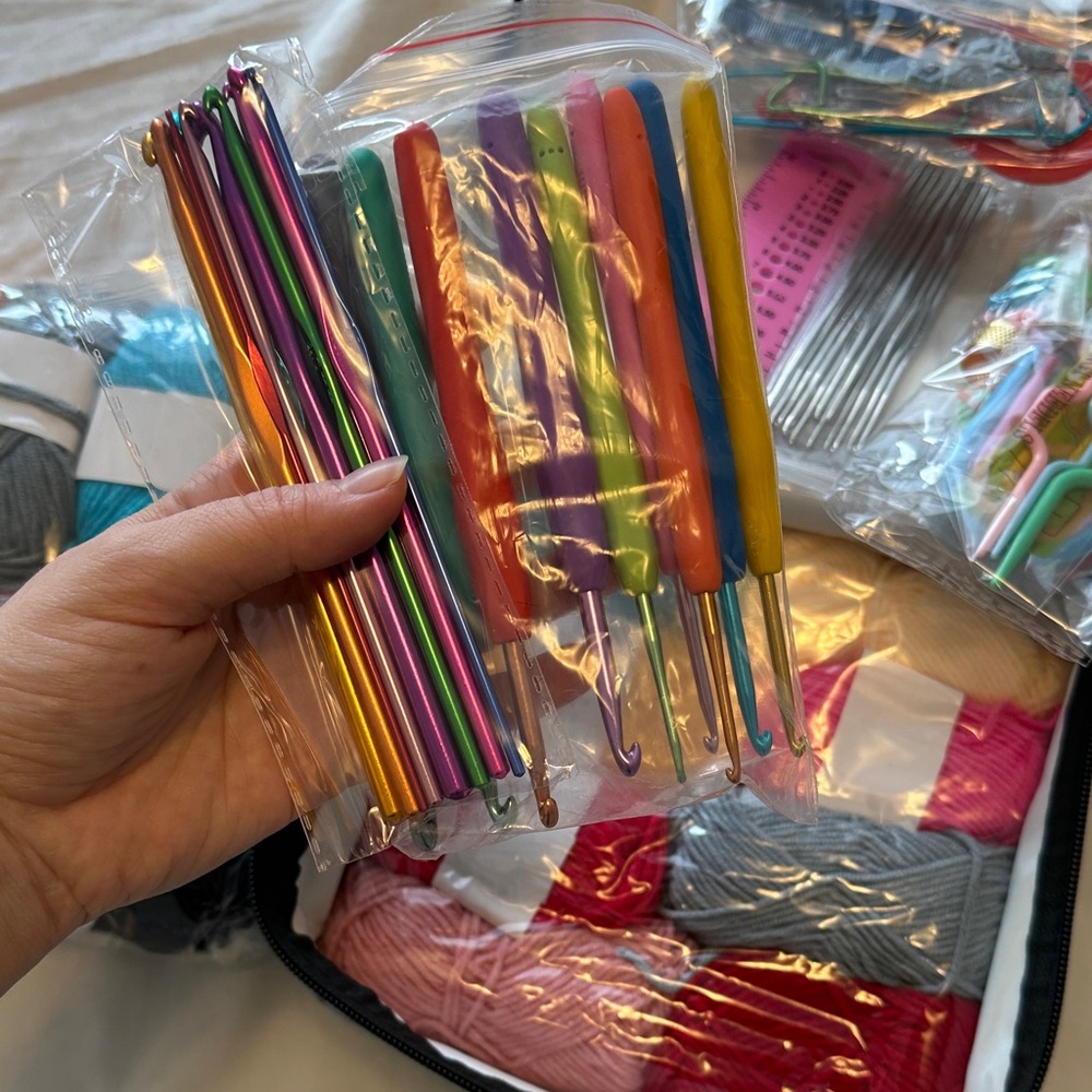 FREE NWT Beginner Knitting Crocheting Kit with Yarn Organizer free w purchase